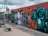 Mauerpark  A 30 m strip of the Berlin Wall still stands in the park today as a monument, and is a popular place for graffiti artists to paint and display their work : 2016, Berliini, Berlin, Fujifilm, Germany, Saksa, digital image, historia, history, kaupunki, kesäloma, matka, summer holiday, town, travel