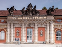 Marstall  The Marstall (the royal stables of the Prussian kings), built in 1685 as an orangery, was given its current look in the 18th century by Sanssouci's architect Knobelsdorff. Since 1981, the film museum and a café reside in the beautiful baroque building.The museum, formerly the "Film Museum of the GDR", was put under the administration of the Federal State of Brandenburg after 1990. In July 2011, the museum became a department of Hochschule für Film und Fernsehen "Konrad Wolf" Potsdam-Babelsberg. : 2016, Brandenburg, DEU, Fujifilm, Germany, Potsdam, digital image, historia, history, kaupunki, kesäloma, matka, summer holiday, town, travel