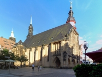 St. Jakobi  The three-naved hall church with ridge turret is a Romanesque predecessor church from the 14th century. Highlights to be mentioned are the high-Gothic hall sanctuary, the winged altar from the 16th century with works by Peter Breuer and Hans Hesse, as well as the tracery frieze from the beginning of the 15th century. These sights became accessible to visitors after reconstruction work was carried out in the Jakobikirche. : 2016, Canon, Chemniz, DDR, Germany, Karl-Marx-Stadt, LG, LG G3, Saksa, digital image, historia, history, kaupunki, kesäloma, matka, mobile phone, phone image, summer holiday, town, travel