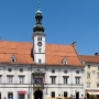 The City Hall, built in 1515, it was remodeled in Renaissance style between 1563 and 1565. In the mid-19th century, it was again renovated in the late Classical style, but was later restored to its original 16th century appearance.<br />Adolf Hitler addressed local Germans from the building's main balcony, overlooking the square (), during his brief 1941 visit to the city.