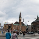 The City Hall Square (Danish: Rådhuspladsen) is a public square in the centre of Copenhagen, Denmark, located in front of the Copenhagen City Hall. Due to its large size, its central location and its affiliation with the city hall, it is a popular venue for a variety of events, celebrations and demonstrations. <br />City Hall on the right , Palace Hotel in the centre and Hotel Bristol on the left.
