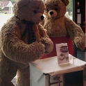 Bears welcoming visitors at Steiff museum/store