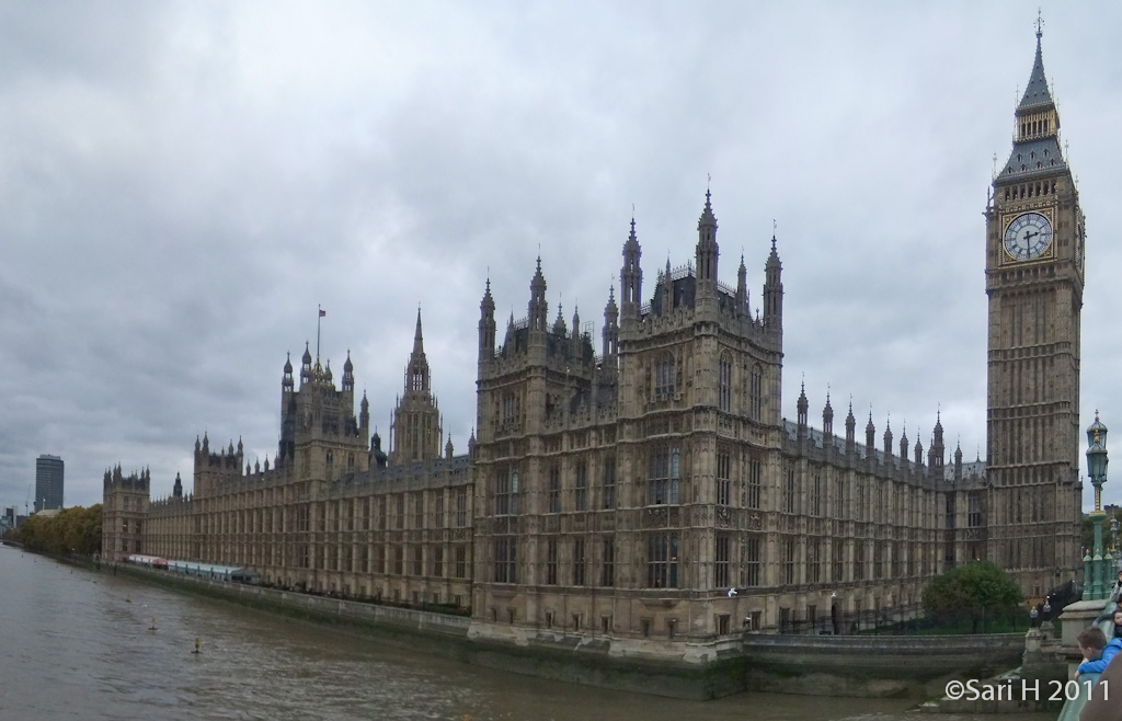 parliament.jpg - The Palace of Westminster, also known as the Houses of Parliament or Westminster Palace, is the meeting place of the two houses of the Parliament of the United Kingdom—the House of Lords and the House of Commons. Construction started in 1840 and lasted for thirty years. It was designed by architect Charles Barry and his design for a building in the Perpendicular Gothic style. Barry was assisted by Augustus W. N. Pugin, a leading authority on Gothic architecture and style, who provided designs for the decoration and furnishings of the Palace. (Wikipedia)