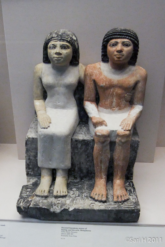 DSCF3409.jpg - Painted limestone statue of Kaitep and his wife, Hetepheres, 2300 BC