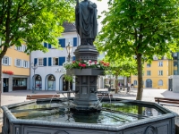 Ratoldusbrunnen  St. Radolt von Verona c. 770 - Radolfzell 840/858 9th century bishop of Verona; founder of Radolfzell : 2016, Baden-Württemberg, DE, Fujifilm XT-1, Germany, Radolfzell am Bodensee, kaupunki, kesäloma, matka, summer holiday, town, travel