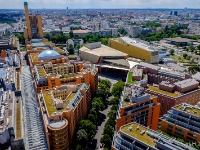 City view  Potsdamer Platz Arcade on the left,, the blue dome is Stage Bluemax Theater and a bit shiplike building is Berlin state library. : 2016, Berliini, Berlin, Fujifilm, digital image, kaupunki, kesäloma, summer holiday, town