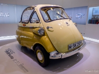 BMW Isetta  BMW Isetta, 1955. BMW made the Isetta its own. They redesigned the powerplant around a BMW one-cylinder, four-stroke, 247 cc motorcycle engine which generated 10 kW (13 hp). Although the major elements of the Italian design remained intact, BMW re-engineered much of the car, so much so that none of the parts between a BMW Isetta Moto Coupe and an Iso Isetta are interchangeable. The first BMW Isetta appeared in April 1955. : 2016, BMW, BMW Museum, BMW Welt, Fujifilm, LG G3, Munich, München, car, digital image, historia, history, kesäloma, matka, motorbike, phone image, summer holiday, travel