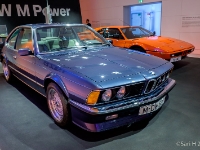 BMW M635 CSi  BMW M635 CSi, 1983-1989. BMW Motorsport introduced the M 635 CSi in Europe at the Frankfurt Motor Show in 1983. It is essentially an E24 powered by the powerplant of the BMW M1 - the M88 (286 PS). Most of the cars were equipped with special metric 415 mm diameter wheels requiring Michelin TRX tires. : 2016, BMW, BMW Museum, BMW Welt, Fujifilm, LG G3, Munich, München, car, digital image, historia, history, kesäloma, matka, motorbike, phone image, summer holiday, travel