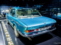 BMW 3.0 CSi  BMW 3.0 CSi  1971. The 2800CS was replaced by the 3.0 CS and 3.0 CSi in 1971. The engine had been bored out to give a displacement of 2,986 cc, and was offered with a 9.0:1 compression ratio, twin carburettors, and 180 horsepower (130 kW) at 6000 revolutions per minute in the 3.0 CS or a 9.5:1 compression ratio, Bosch D-Jetronic fuel injection, and 200 horsepower (150 kW) at 5500 revolutions per minute in the 3.0 CSi. There was a 4 speed manual and an automatic transmission variant. : 2016, BMW, BMW Museum, BMW Welt, Fujifilm, LG G3, Munich, München, car, digital image, historia, history, kesäloma, matka, motorbike, phone image, summer holiday, travel