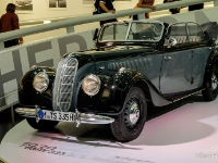 BMW 335  BMW 335, 1939. The BMW 335 is a six-cylinder sports sedan produced by the Bavarian firm between 1939 and 1941. The 335 was also to be based on the 326, but with the wheelbase and chassis extended to accommodate a 3485 cc M335 six-cylinder in-line engine. Despite clearly reflecting the approach taken with existing BMW units, this was an entirely new design. Claimed maximum power output of 90 bhp (67 kW) was lower than the values advertised for comparably sized and powered Jaguars of the period, it achieved full power at only 3500 rpm. : 2016, BMW, BMW Museum, BMW Welt, Fujifilm, LG G3, Munich, München, car, digital image, historia, history, kesäloma, matka, motorbike, phone image, summer holiday, travel