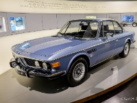 BMW 3.0 CS  The BMW New Six CS (internal name BMW E9) is a two-door coupé built for BMW by Karmann from 1968 to 1975. It was developed from the New Class-based BMW 2000 CS coupé, which was enlarged to hold the BMW M30 straight-6 engine used in the E3 sedan. : 2016, BMW, BMW Museum, BMW Welt, Fujifilm, LG G3, Munich, München, car, digital image, historia, history, kesäloma, matka, motorbike, phone image, summer holiday, travel