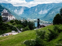 Mountain view  A general view of the salt mine area, Rudolph's tower on the left and a bridge offering nice views connecting it to the funicular station. : 2016, AUT, Austria, Fujifilm, Hallstatt, Itävalta, LG G3, Oberösterreich, Salzberg, UNESCO, digital image, historia, history, kaupunki, kesäloma, phone image, summer holiday, town