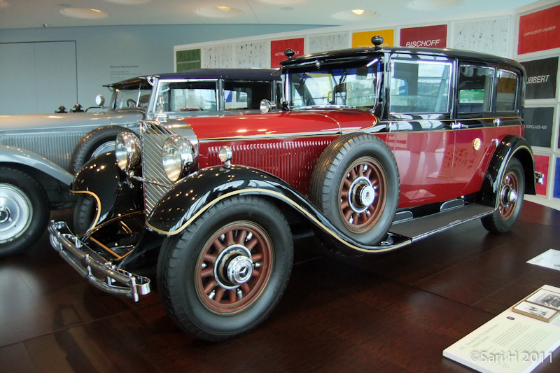 merc_museum-42.jpg - 1935 Mercedes-Benz 770 "Grosser Mercedes" Pullman-Limousine. This specimen was owned by the Japanese Emperor Hirohito. It was protected by steel armor in the roof and doors and finger-thick special glazing.