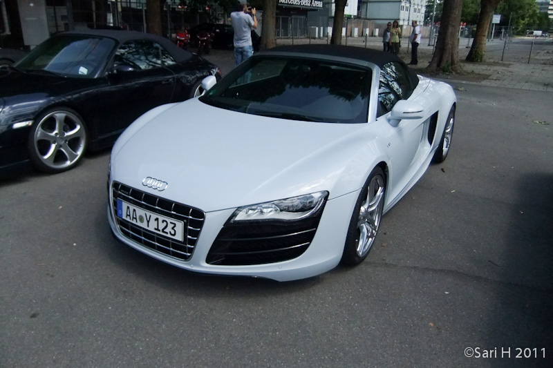 sportscars-1.jpg - Sports cars on display near Mercedes-Benz museum. Audi A8 cabriolet